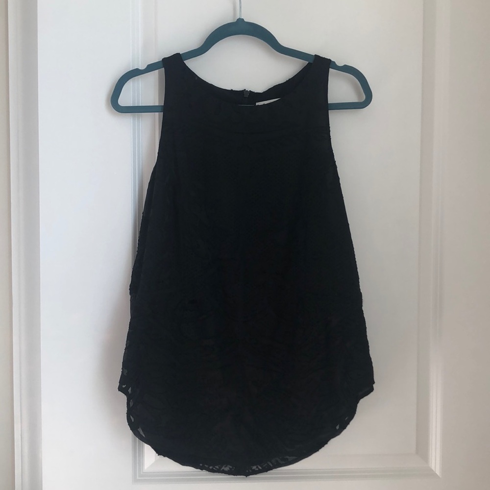 Black semi sheer tunic tank